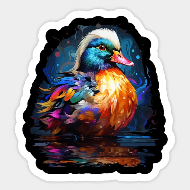 Mandarin Duck Rainbow Sticker by JH Mart